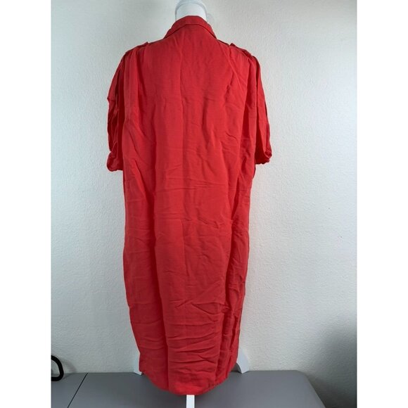Diane Von Furstenberg women's 6 orange knee length collared shift shirt dress - Picture 6 of 9